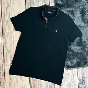 Chevignon Dark Navy Blue Short-Sleeve Polo with Suede Collar Trim